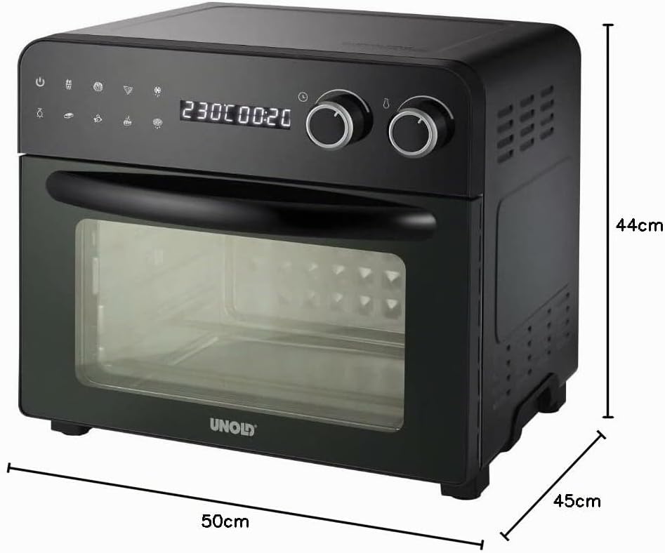 Unold 68895 Oven-Fryer Diamant - Ofen 23L, 1.700W 3 Garebenen, 8 Automatikprogrammen, 6 Edelstahl-He
