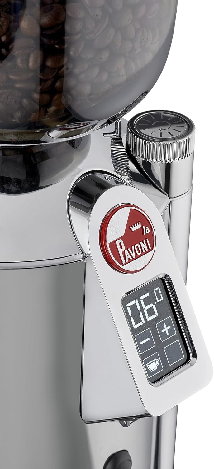La Pavoni Zylinder, LPGGRI01EU Kaffeemühle, Tritan-Trichter und 50-mm-Flachmahlwerke, 500-g-Bohnenbe
