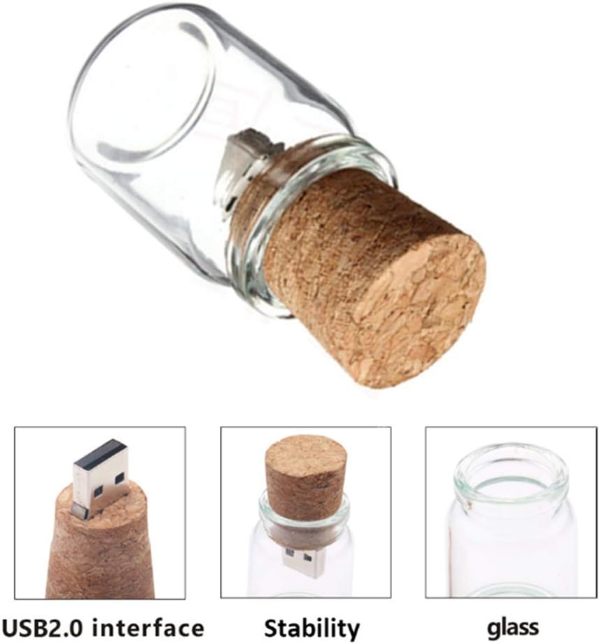 Anloter 32 GB USB-Stick in Form einer süssen Flasche, Drift Jar USB-Stick aus transparentem Glas für