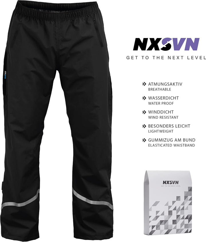 Rubberneck NXSVN Fahrrad Regenhose Atmungsaktiv, Reflektierend mit 3M Reflektoren L Schwarz, L Schwa