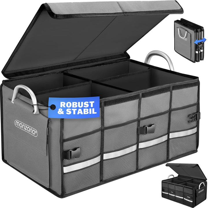 MONZANA® Kofferraum Organizer Deckel 63L Trennwände Wasserdicht Faltbar Verstärkte Wände rutschfest