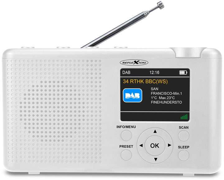 Reflexion TRA-23DAB Tragbares DAB-Radio mit Akku(UKW, DAB, DAB+, RDS, Farbdisplay, Bluetooth, Kopfhö