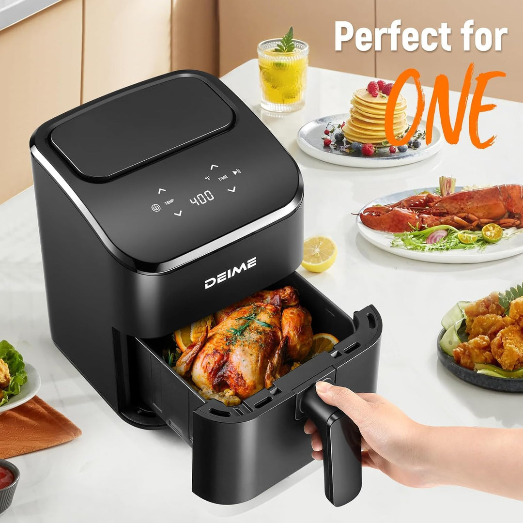 DEIME Heissluftfritteuse 2,5 l, kleiner digitaler Airfryer, platzsparend, kompakt, zum Backen, Aufwä