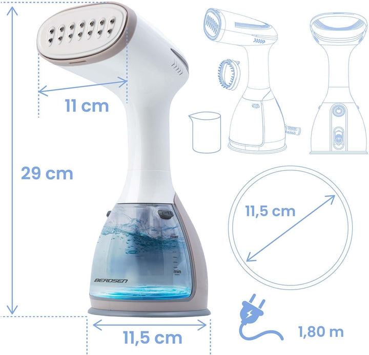 Berdsen Steamer Dampfglätter - 1500W 32g/min - Dampfbügel Dampfbürste Dampfbügeleisen Reisebügeleise