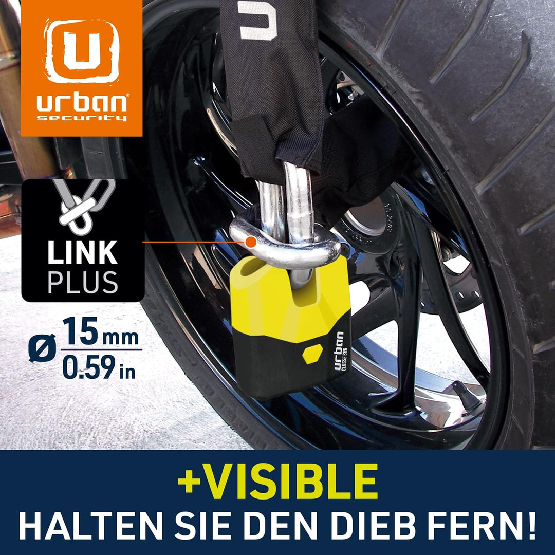 URBAN U8K120 Kettenschloss Motorrad Motorradschloss Vorhängeschloss und Kette, Sicherheit 20/20 mit
