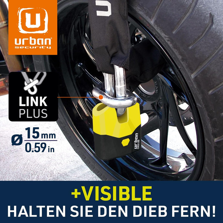 URBAN U8K120 Kettenschloss Motorrad Motorradschloss Vorhängeschloss und Kette, Sicherheit 20/20 mit