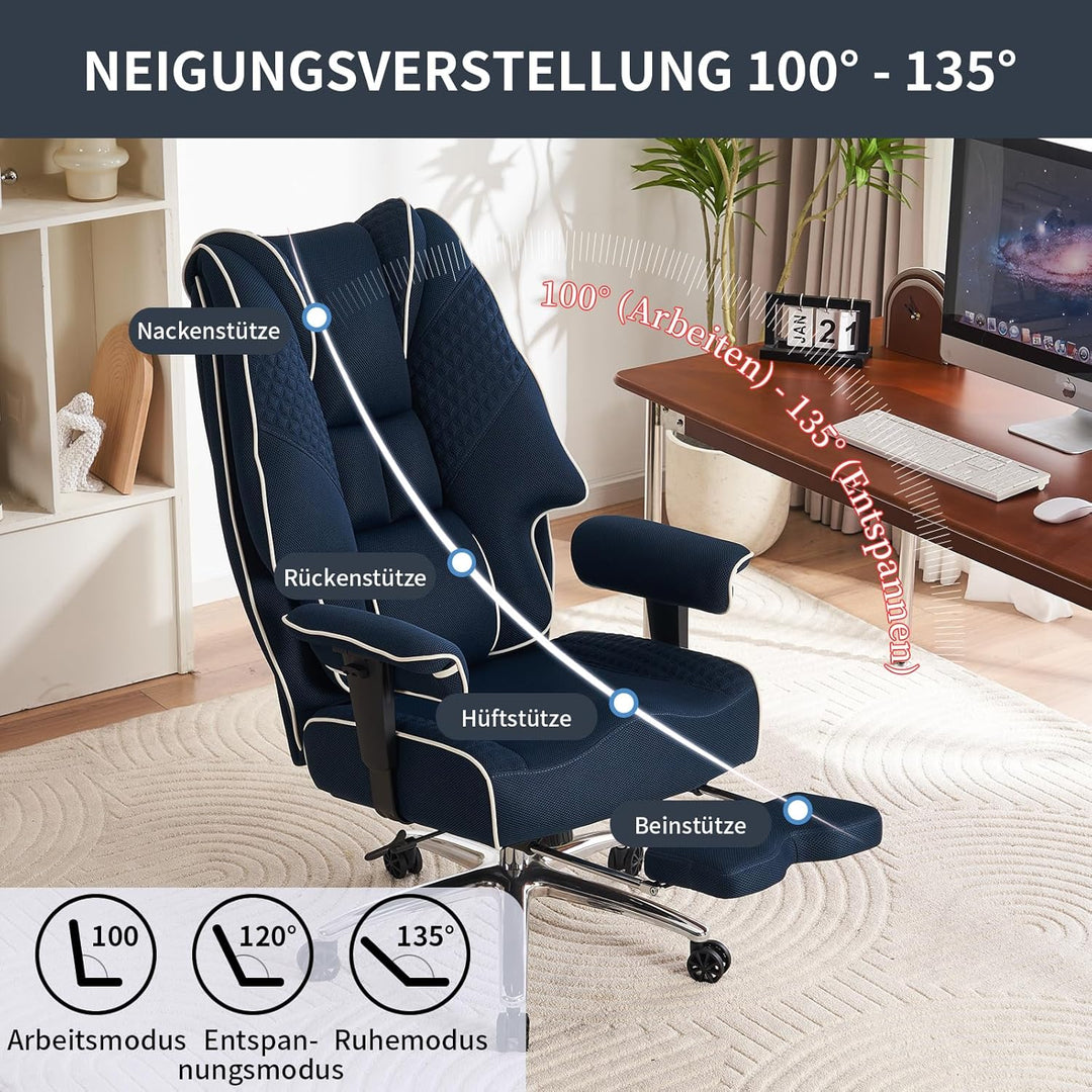 Ergonomischer Mesh-Bürostuhl – Executive Drehstuhl mit verstellbaren Armlehnen, Formschaum- & Tasche