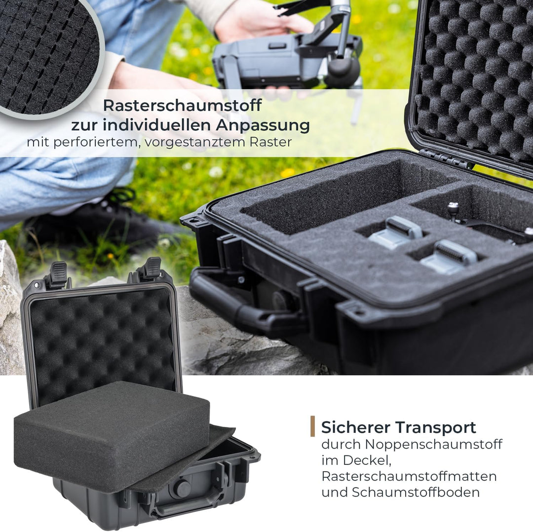 HMF ODK100 Outdoor-Fotokoffer, Transportkoffer mit Rasterschaumstoff | 27 x 24,5 x 13 cm, 27 x 24,5