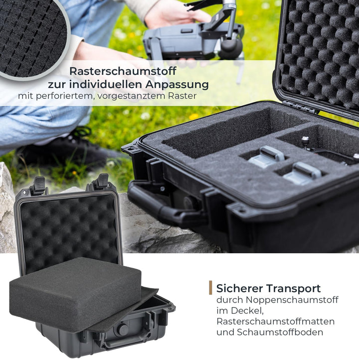 HMF ODK100 Outdoor-Fotokoffer, Transportkoffer mit Rasterschaumstoff | 27 x 24,5 x 13 cm, 27 x 24,5