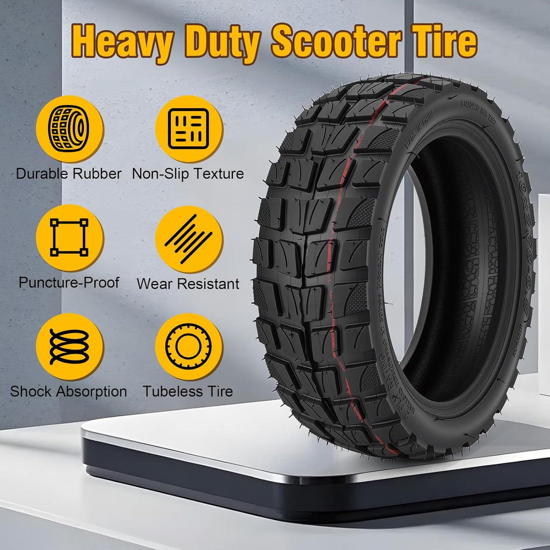 10x2.75-6.5 Tubeless Reifen mit Ventil, E Scooter Reifen Off-Road Vakuumreifen, 10 Zoll Ersatzräder