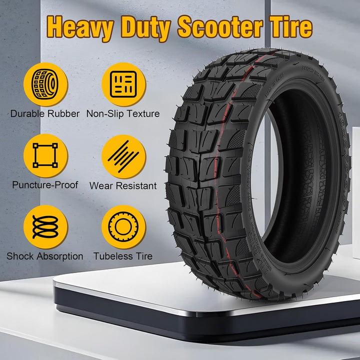 10x2.75-6.5 Tubeless Reifen mit Ventil, E Scooter Reifen Off-Road Vakuumreifen, 10 Zoll Ersatzräder