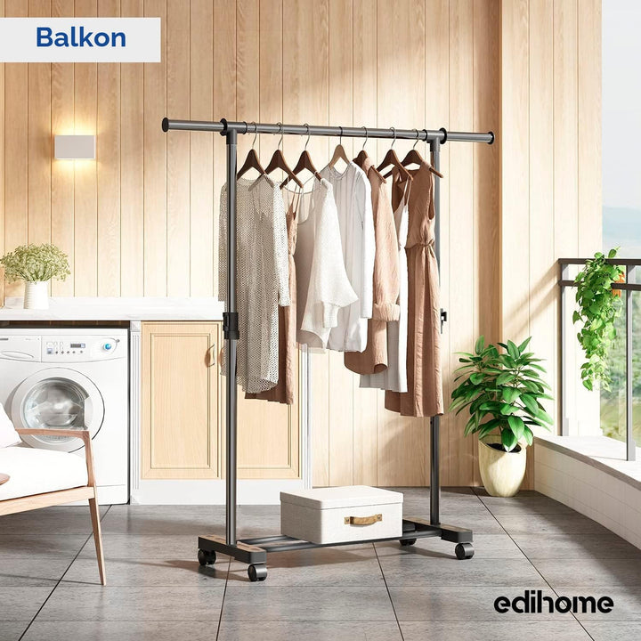 edihome, Kleiderständer, Kleiderständer, Kleiderschrank, robust, aus Metall und tragbar, mit Rädern