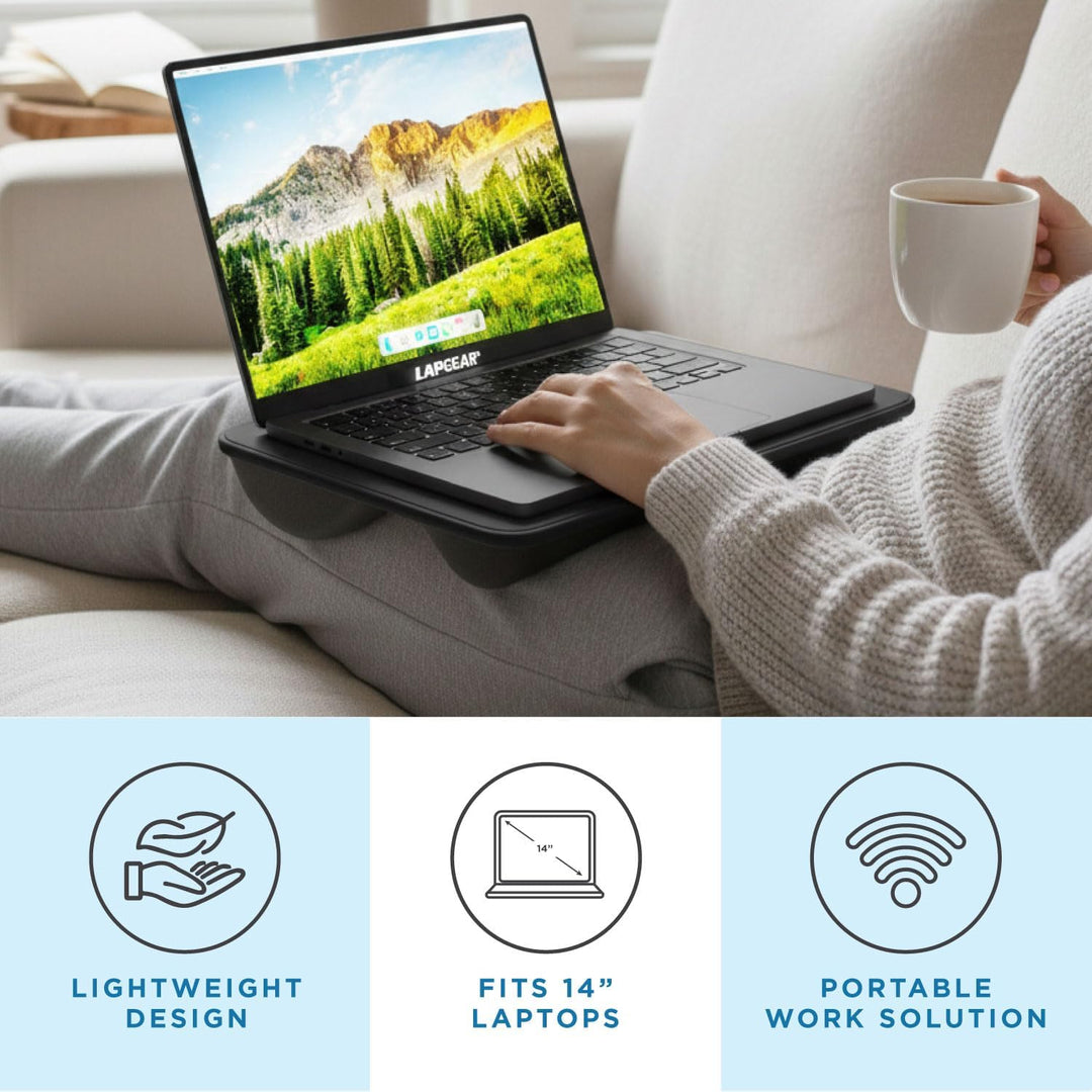 LapGear Kompaktes Schosstablett, für Laptops bis 15 Zoll (38 cm), Schwarz, Stil-Nr. 43108 Schwarz Si