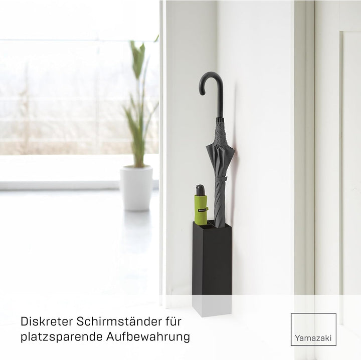 YAMAZAKI 'Smart' 6719 Schirmständer, Stahl, Polypropylene, Schwarz, kompakter Eckschirmständer, L 11