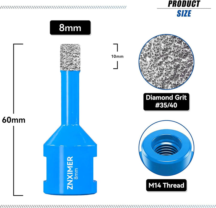Diamant Fliesenbohrer 8mm - 3 Stück M14 Diamantbohrer Lochsäge für Fliesen Porzellan Keramik Marmor