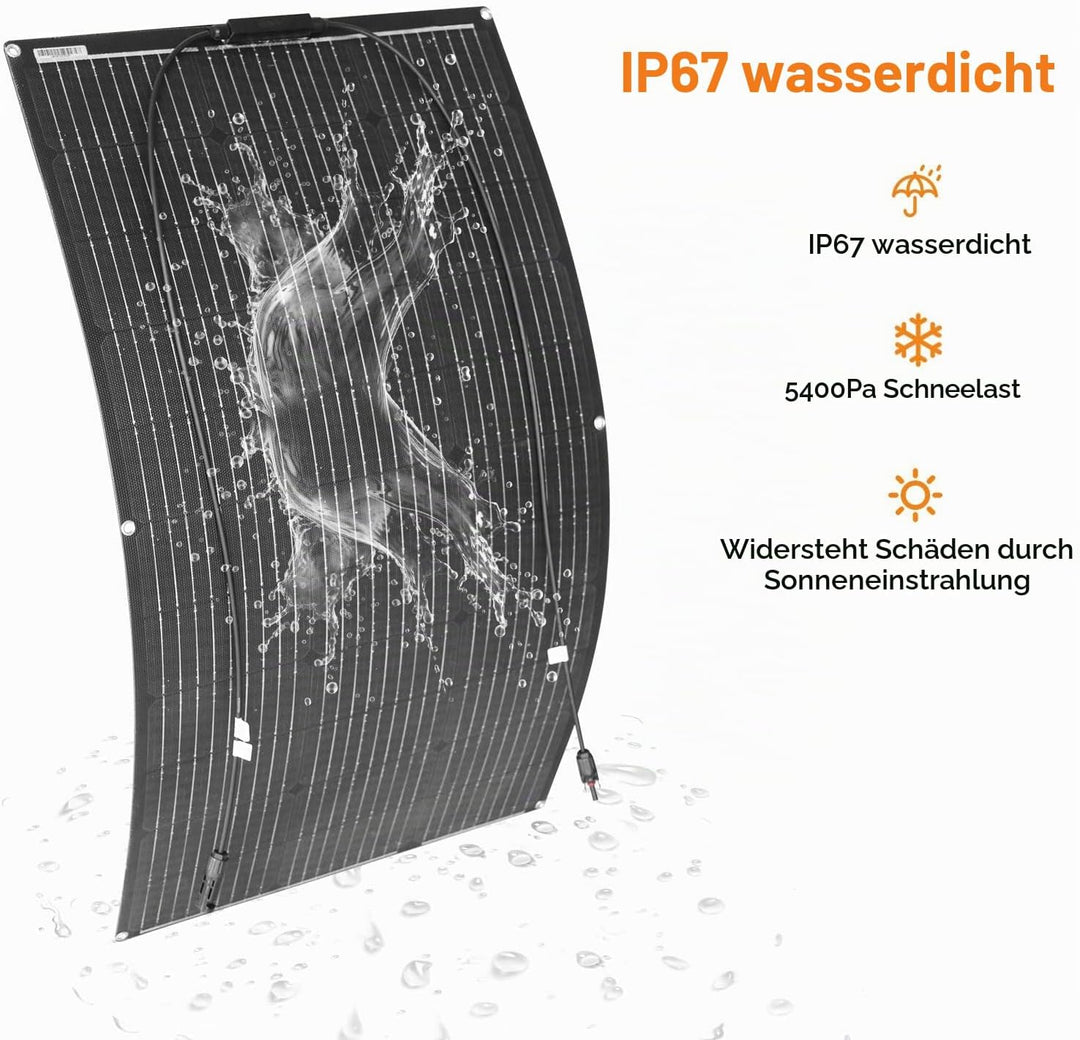 etfe Flexibel Solarpanel 100W 12V Monokristallines Photovoltaik Solarmodul Off-Grid für Wohnmobil, C