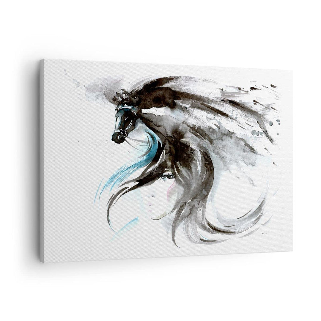 Bilder auf Leinwand Pferd Streifen Hengst Laufen Leinwandbild 70x50cm Wandbilder Dekoration Wohnzimm