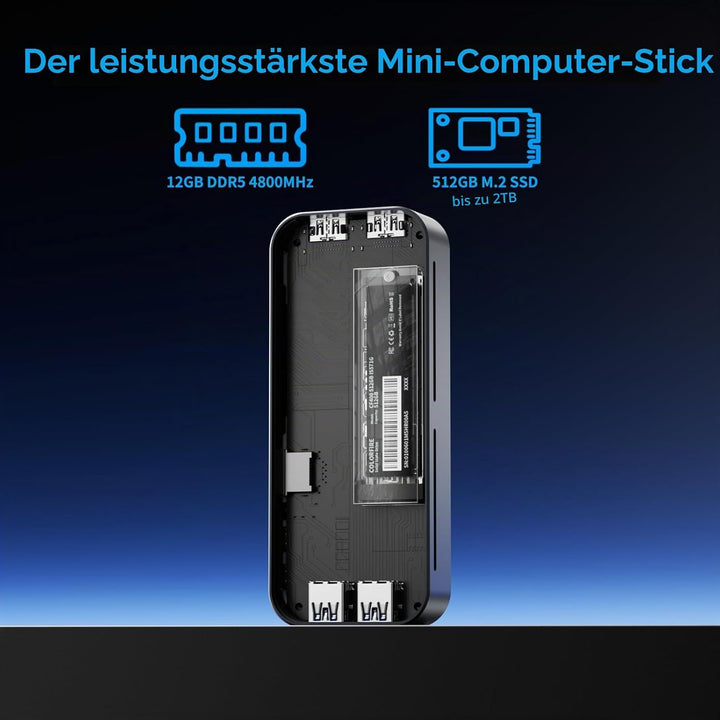 DreamQuest Mini PC Windows 11 Pro 12GB DDR5 256GB M.2 SSD Intel N95 (bis zu 3.4Ghz) PC Stick mit 2X