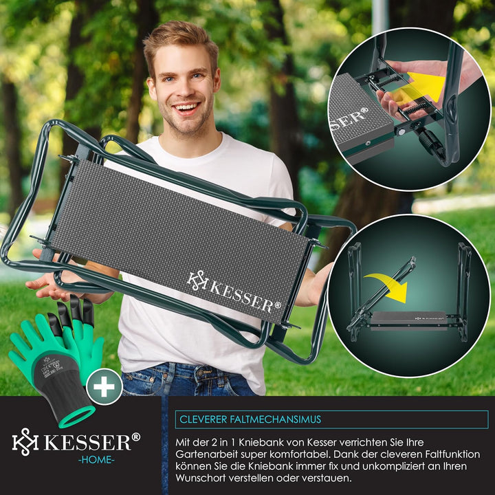 KESSER® 2 in 1 XXL Kniebank für Gartenarbeit Gepolstert Sitzunterlage Eva-Schaumkissen Gartenhocker