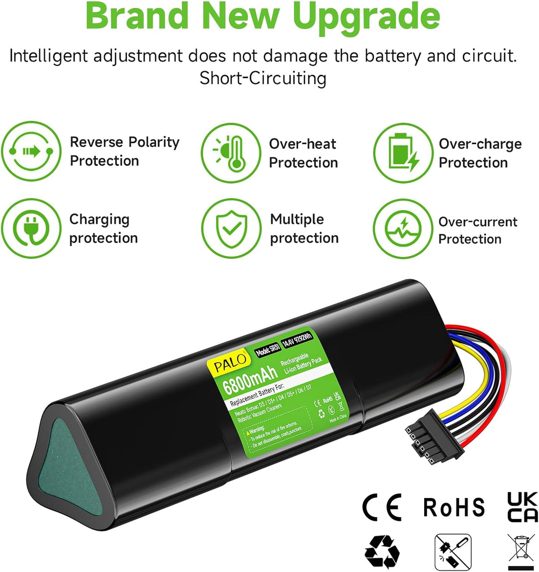 6800mAh Ersatzakku für Neato Botvac Connected D3 D4 D5 D6 D7 D3+ D5+, Neato Botvac D301 D303 D502 D5