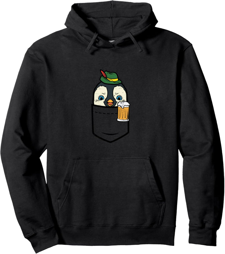 Pocket Deutsch Pinguin Oktoberfest Bayerisches Tier Männer Frauen Pullover Hoodie
