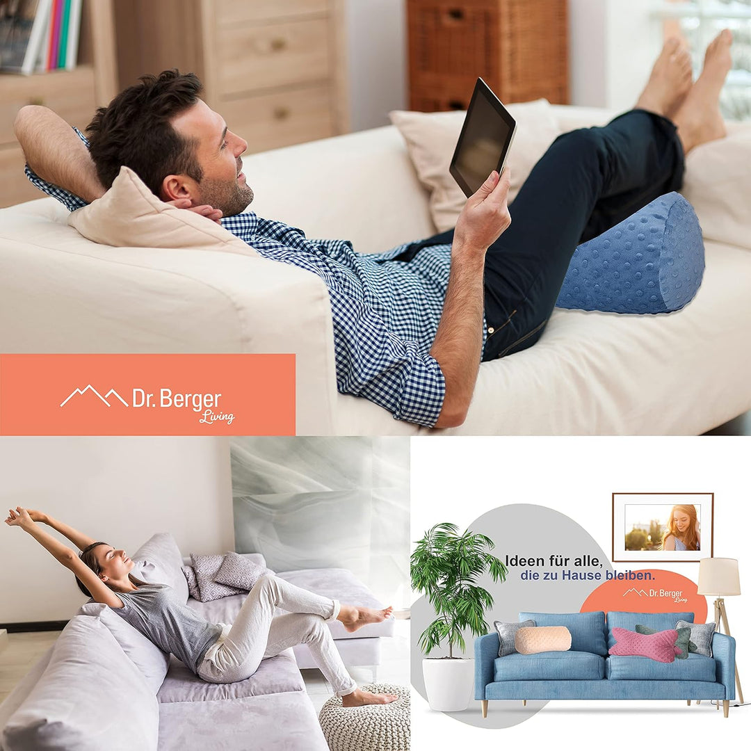 Dr. Berger Leseknochen Nackenrolle Lesekissen 40x18 cm Minky Design - 380g Baumwolle extra flauschig