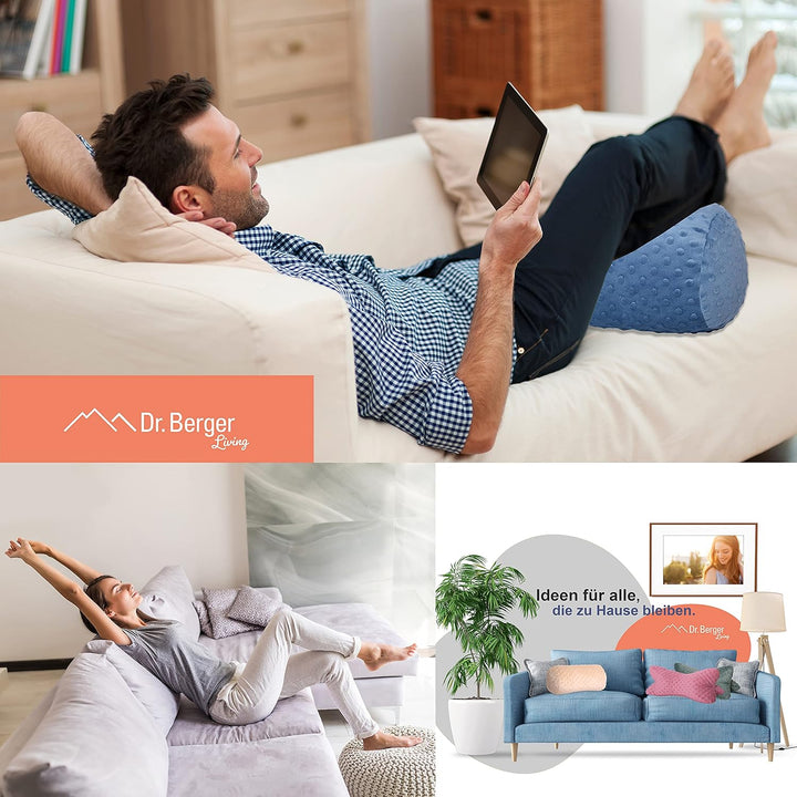 Dr. Berger Leseknochen Nackenrolle Lesekissen 40x18 cm Minky Design - 380g Baumwolle extra flauschig