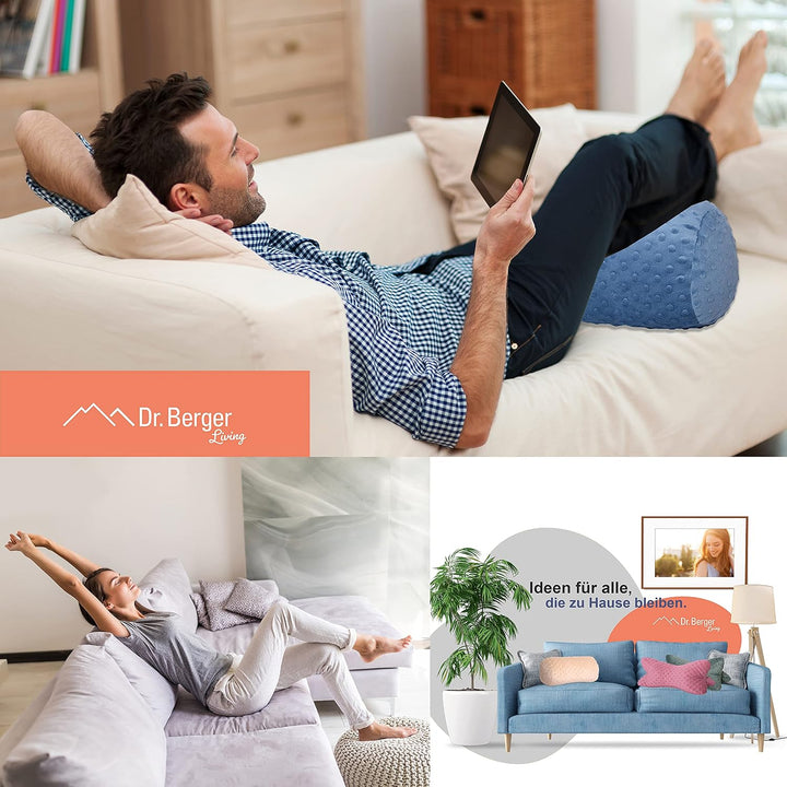Dr. Berger Leseknochen Nackenrolle Lesekissen 40x18 cm Minky Design - 380g Baumwolle extra flauschig