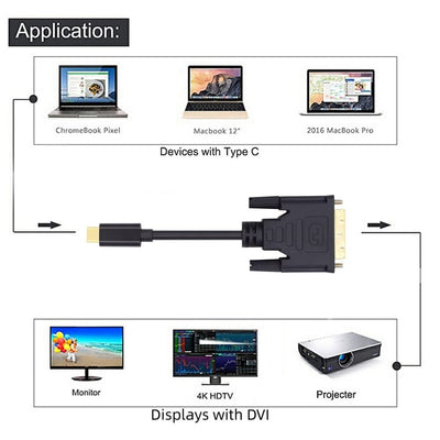 xiwai 1080P USB-C Typ C auf DVI USB 3.1 Display Monitor Kabel für Laptop 1,8 m USB-C to DVI, USB-C t