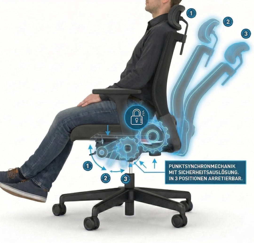 Business, Bürostuhl, für Unternehmen konzipiert, viele ergonomische Funktionen, hoher Sitzkomfort, S
