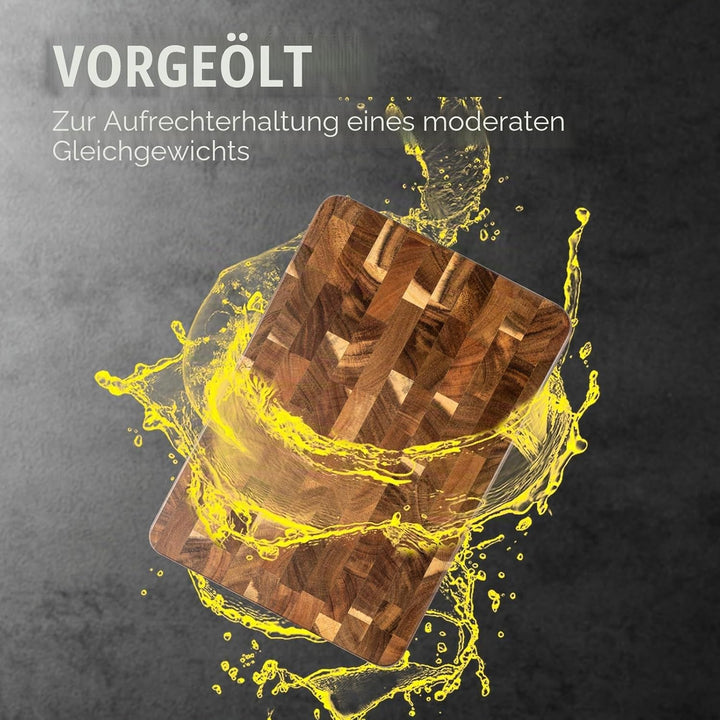 Schneidebrett Holz Hackbretter Schneidbrett Akazienholz 40 x 28 x 2.5 cm Holzschneidebrett Dicke Hol