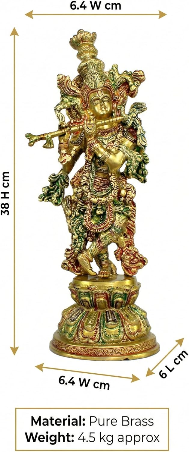 eSplanade - Messing Krishna - mittlere Grösse - Messing Kishan Krishna Murti Idol Statue Skulptur (1