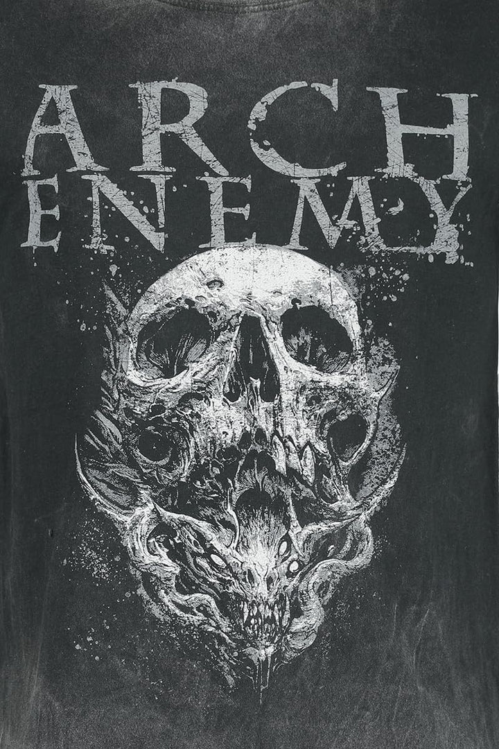 Arch Enemy Set The Flames Männer T-Shirt 100% Baumwolle Band-Merch Bands Totenköpfe XXL Grau, XXL