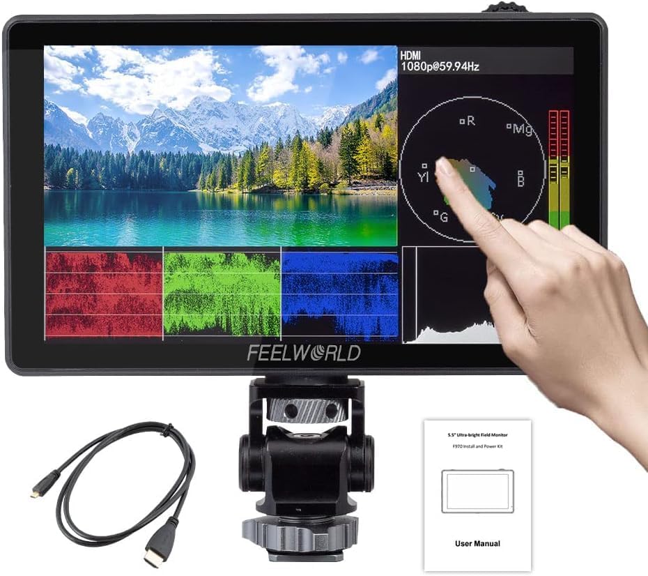 FEELWORLD LUT5 Kamera DSLR Field Monitor 5.5 Zoll 3000nit Ultra High Bright Touchscreen Monitor 3DLU