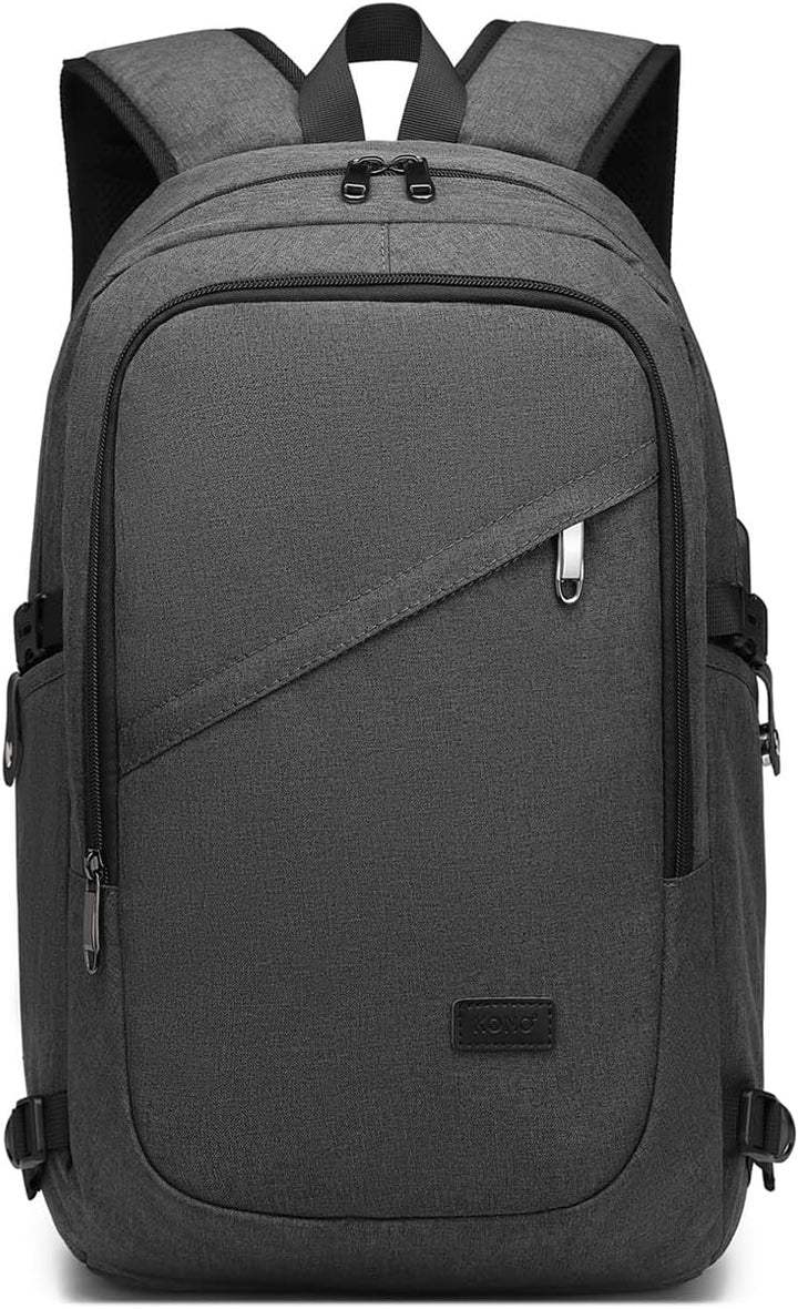 KONO Rucksack Herren, Laptop Rucksack 15,6 Zoll Anti-Diebstahl mit USB-Ladeanschluss, Schulrucksack