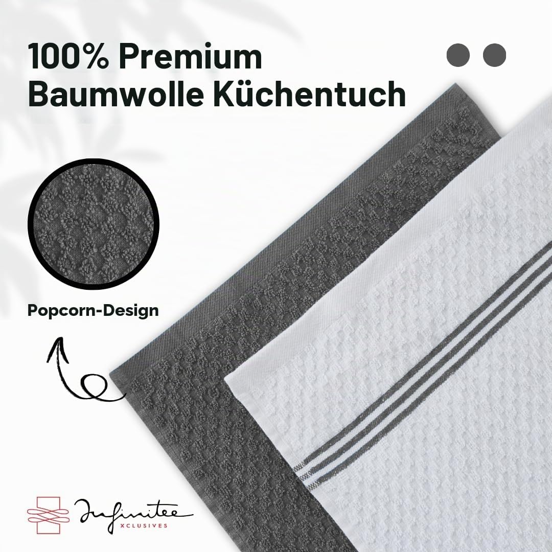 Premium Küchentücher - 6 Stück, 100% Baumwolle, 38,1 x 63,5 cm, saugfähige Geschirrtücher - 425 g/m²