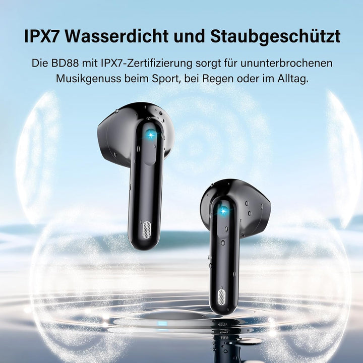 Bluetooth Kopfhörer in Ear Kopfhörer Kabellos Bluetooth 5.4, Schwarz | Hi-Fi Stereoklang, ENC Noise