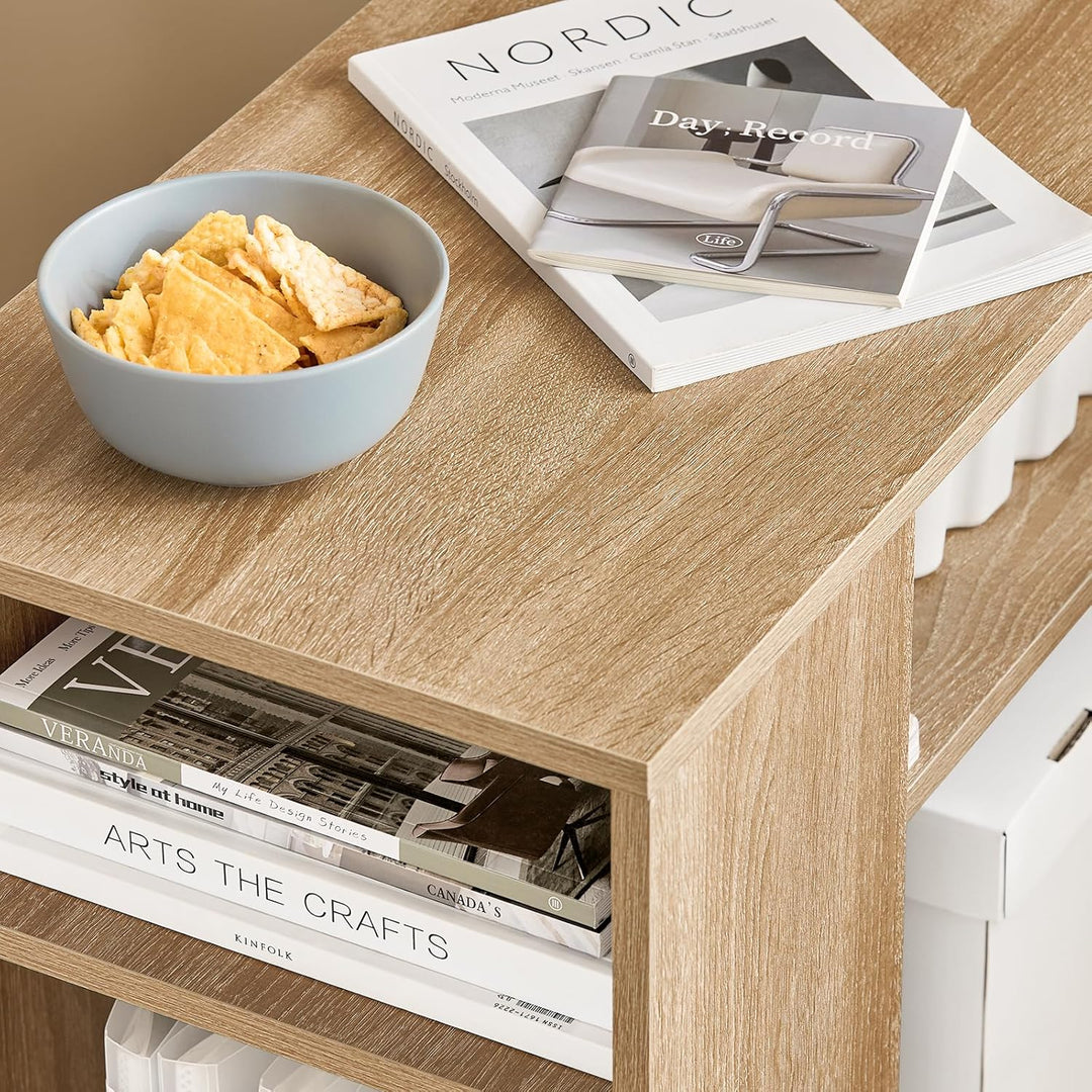 SoBuy FBT34-N Beistelltisch Zeitungsständer Couchtisch Nachttisch Tisch mit Rollen Natur, Natur