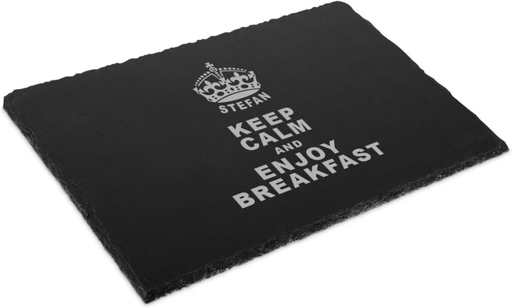 Schiefer Buffettplatte Frühstücksbrettchen Schneidebrett - Keep Calm, Keep Calm