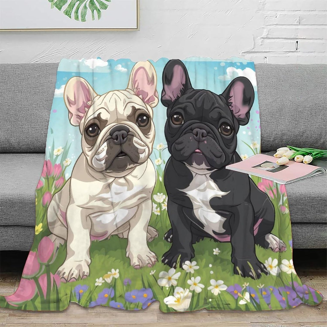 Französische Bulldogge Cosy Fluffy Blanket Pillow,Ultra-Soft Micro Fleece, Soft and Warm 3D Printed,