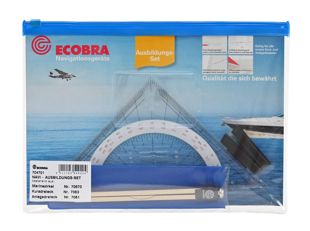 Ecobra, Navigationsbesteck mit Anlege- + Kursdreick und Marinezirkel