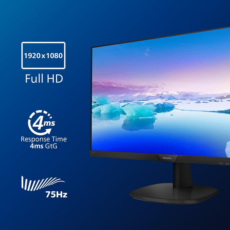 Philips 273V7QJAB - 27 Zoll FHD Monitor (1920x1080, 75 Hz, VGA, HDMI, DisplayPort) schwarz Lautsprec