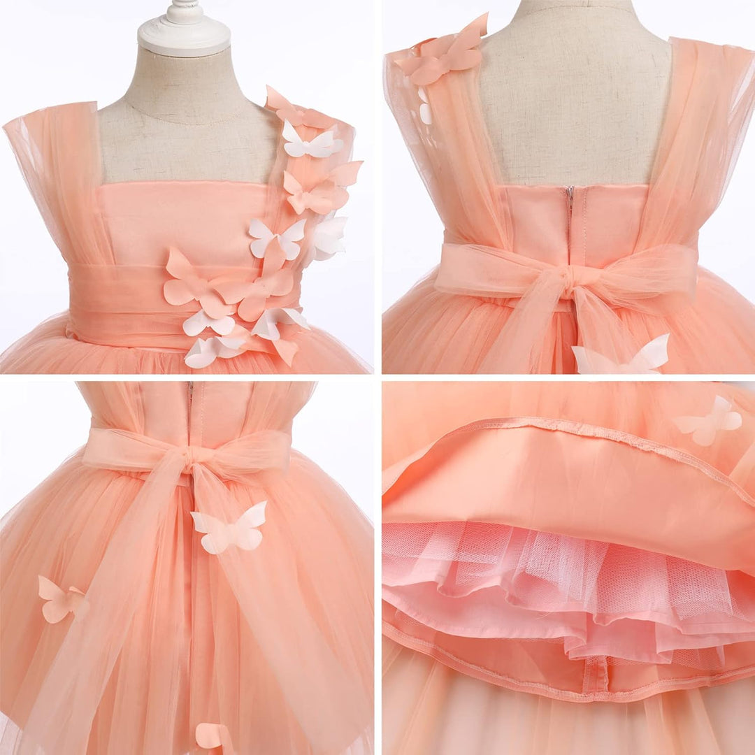 FYMNSI Baby Mädchen Prinzessin Kleid Blumenmädchenkleid Taufkleid Kleinkinder Schmetterling Festlich