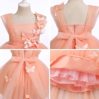 FYMNSI Baby Mädchen Prinzessin Kleid Blumenmädchenkleid Taufkleid Kleinkinder Schmetterling Festlich