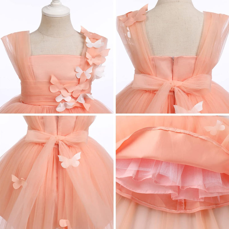 FYMNSI Baby Mädchen Prinzessin Kleid Blumenmädchenkleid Taufkleid Kleinkinder Schmetterling Festlich