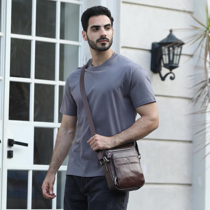 BAIGIO Leder Umhängetasche Herren Schultertasche Vintage Männer Tasche Crossbody Bag Herrentasche zu