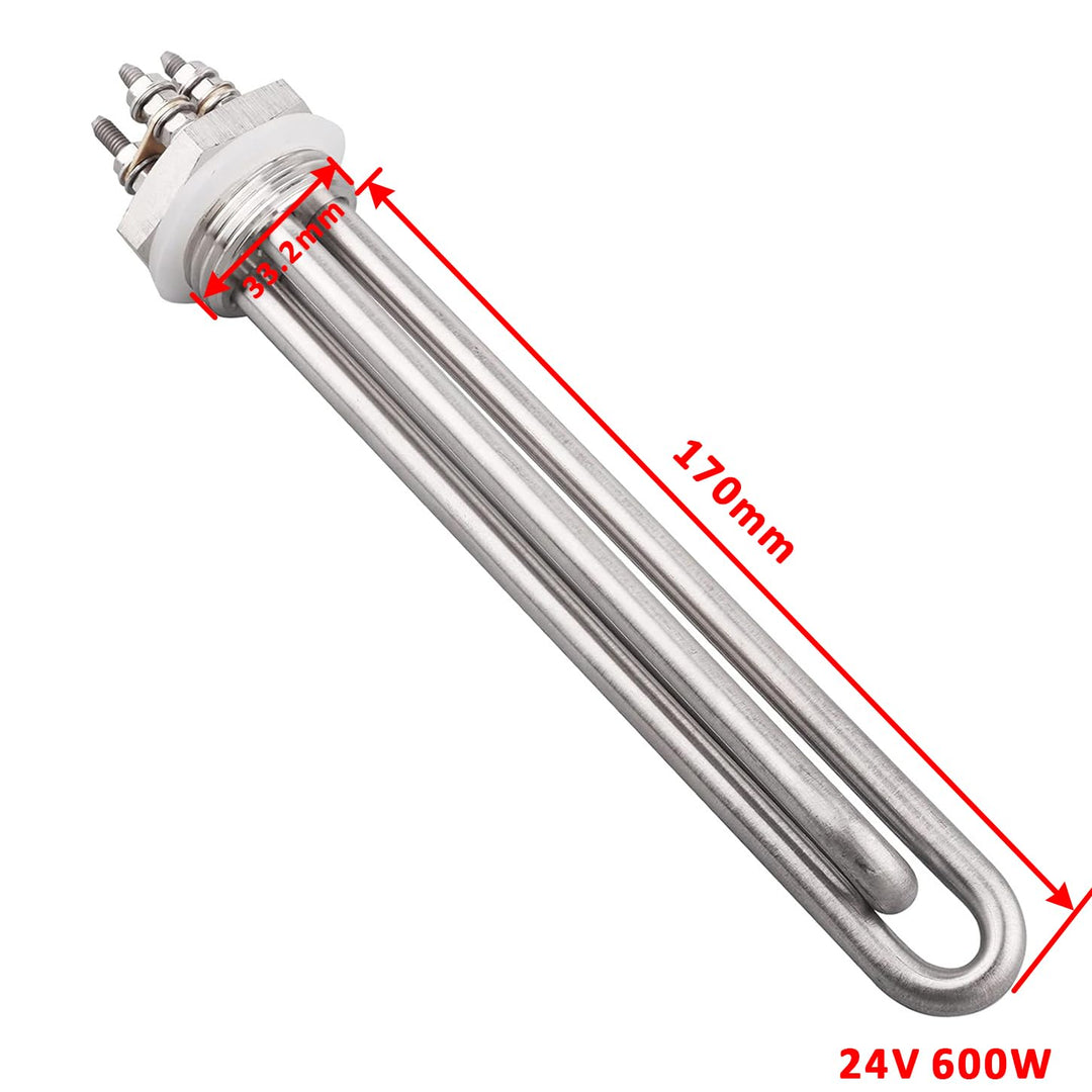 AIICIOO Heizelement Edelstahl 1 Zoll 2U 24V 600W, 24V 600W