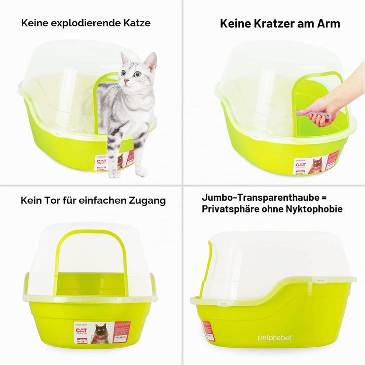 Petphabet grosse Katzentoilette mit Abdeckung, 63x48x43cm katzentoilette XXL Jumbo Hooded katzenklo