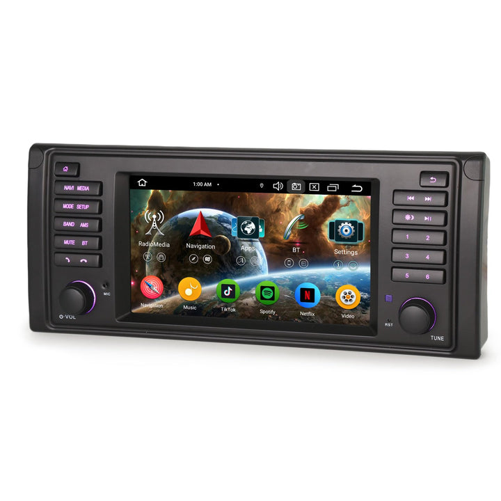 Erisin 8-Kern 4GB+64GB Android 14 Autoradio Bluetooth für BMW 5 Series 5er E39 M5 7 Zoll GPS Navi IP