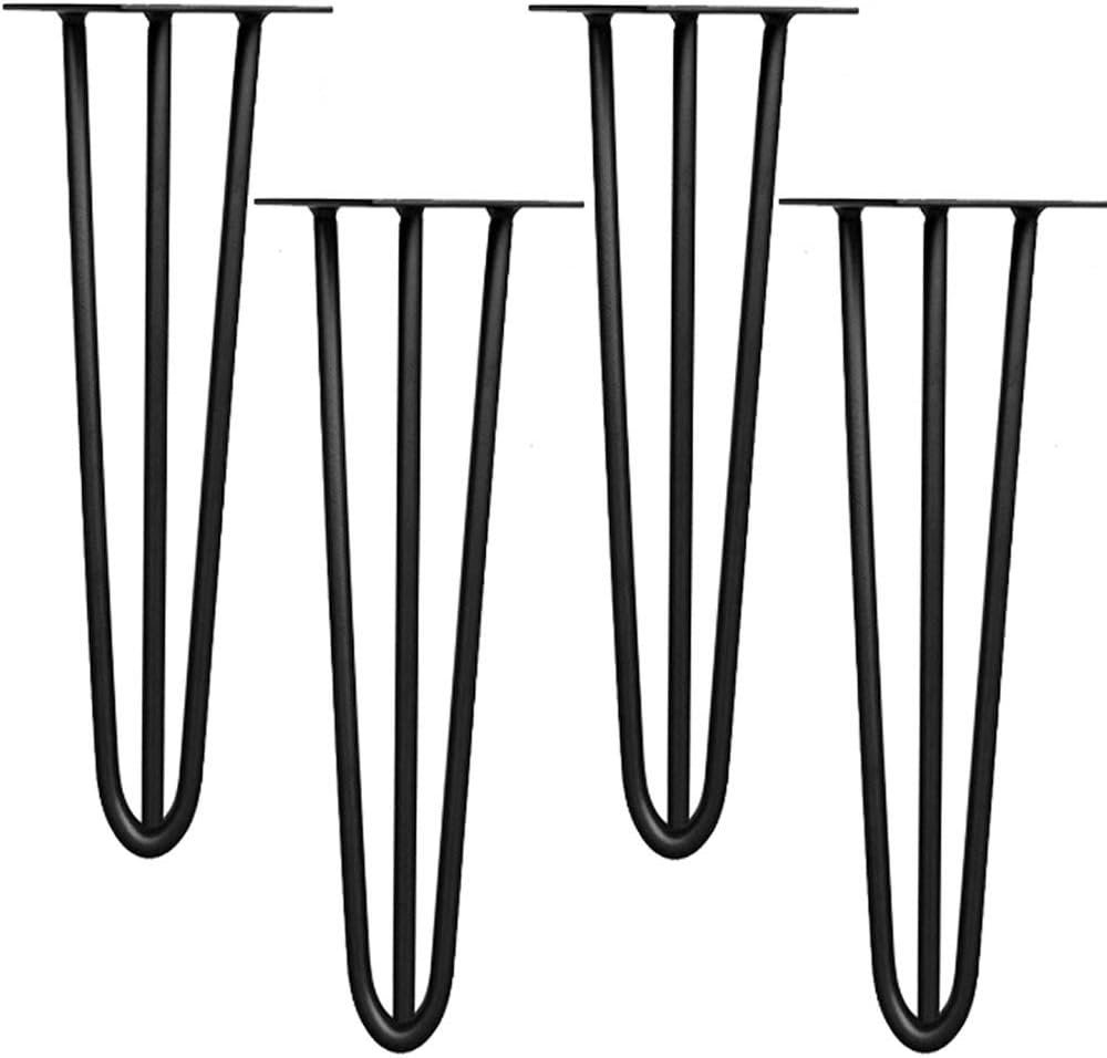 Melko 4 Stück Hairpin Legs Haarnadel Tischbeine aus 12 mm Stahl Tischfuss inkl. Bodenschoner | Höhe